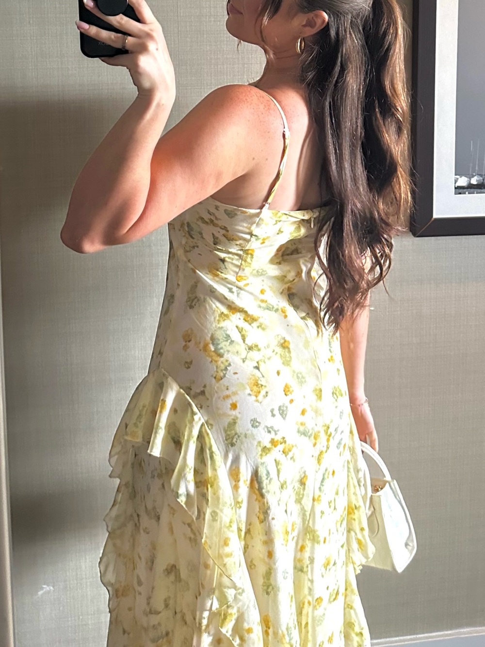 Yellow Floral Ruffle Maxi Dress